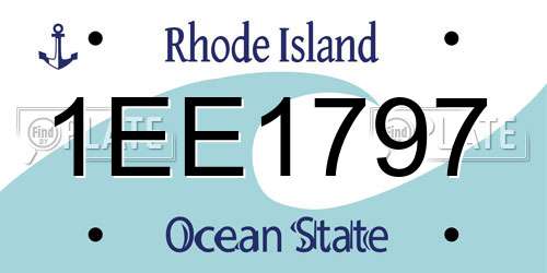 1EE1797 Rhode Island License Plate