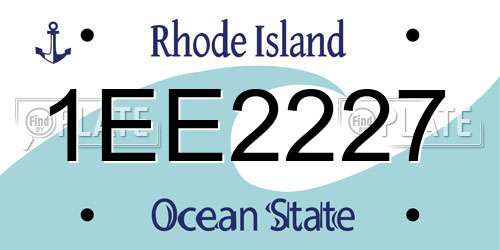 1EE2227 Rhode Island License Plate