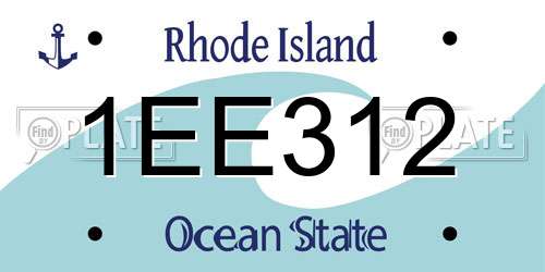 1EE312 Rhode Island License Plate