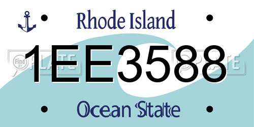 1EE3588 Rhode Island License Plate