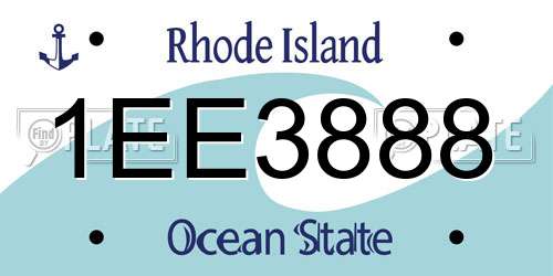 1EE3888 Rhode Island License Plate