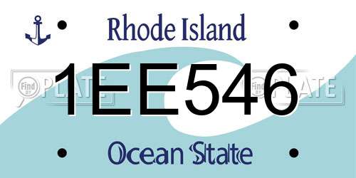 1EE546 Rhode Island License Plate