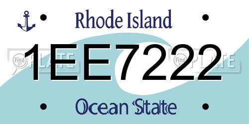 1EE7222 Rhode Island License Plate