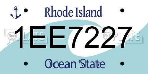 1EE7227 Rhode Island License Plate