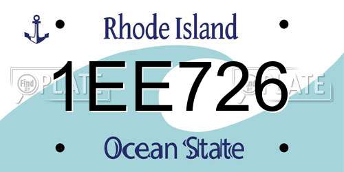 1EE726 Rhode Island License Plate