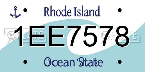 1EE7578 Rhode Island License Plate