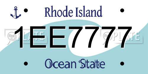 1EE7777 Rhode Island License Plate