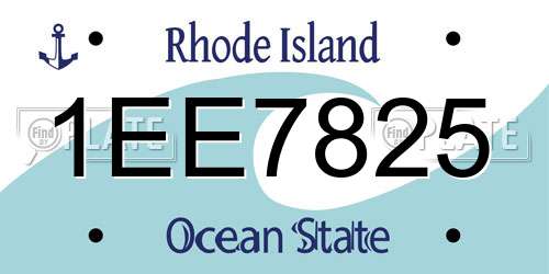 1EE7825 Rhode Island License Plate
