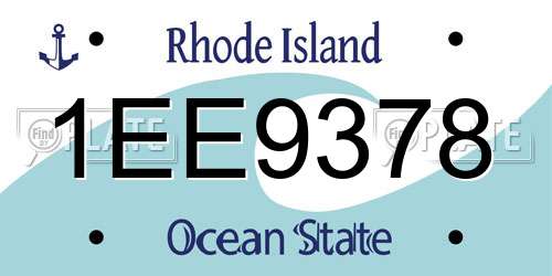 1EE9378 Rhode Island License Plate
