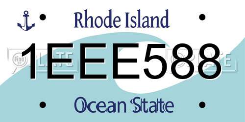 1EEE588 Rhode Island License Plate