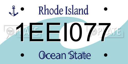 1EEI077 Rhode Island License Plate