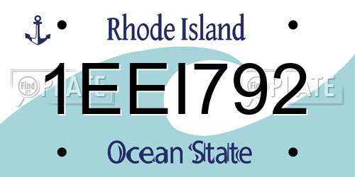 1EEI792 Rhode Island License Plate