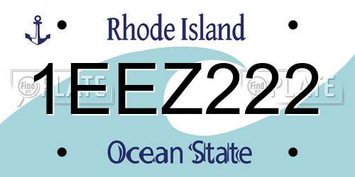 1EEZ222 Rhode Island License Plate