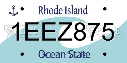1EEZ875 Rhode Island License Plate