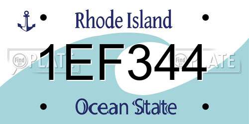 1EF344 Rhode Island License Plate