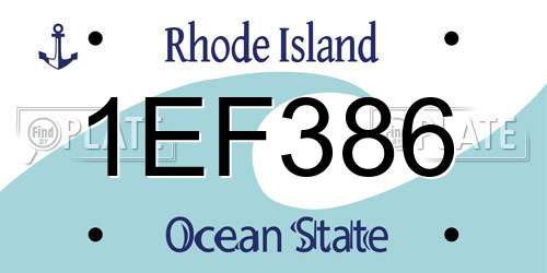 1EF386 Rhode Island License Plate