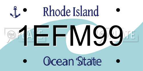 1EFM99 Rhode Island License Plate