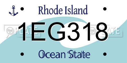 1EG318 Rhode Island License Plate