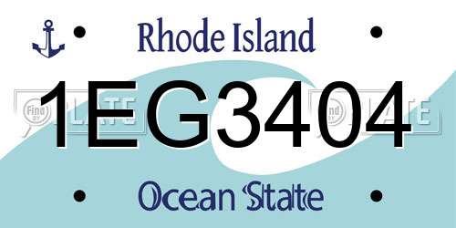 1EG3404 Rhode Island License Plate
