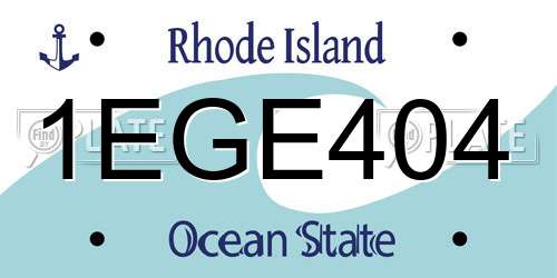 1EGE404 Rhode Island License Plate