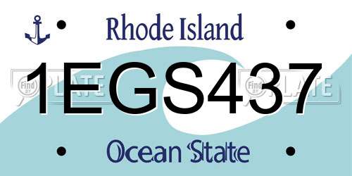1EGS437 Rhode Island License Plate