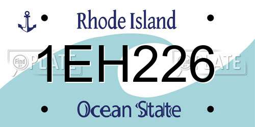 1EH226 Rhode Island License Plate