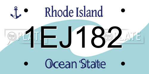 1EJ182 Rhode Island License Plate