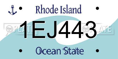 1EJ443 Rhode Island License Plate
