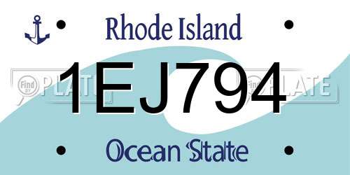 1EJ794 Rhode Island License Plate
