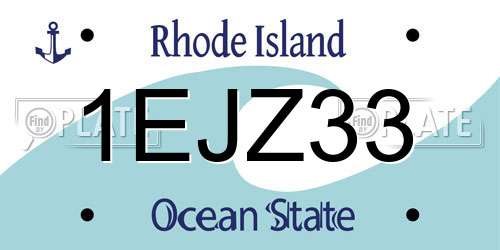 1EJZ33 Rhode Island License Plate
