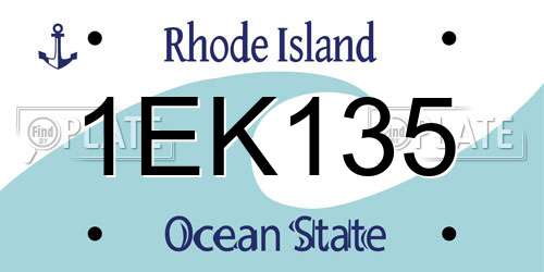 1EK135 Rhode Island License Plate