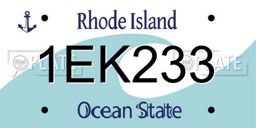 1EK233 Rhode Island License Plate