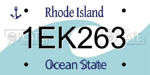 1EK263 Rhode Island License Plate