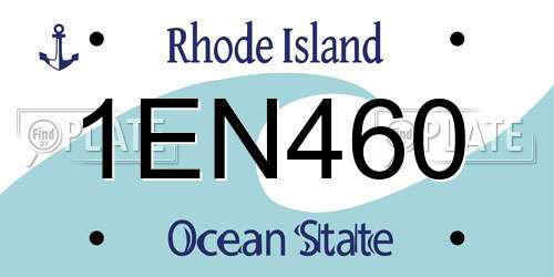 1EN460 Rhode Island License Plate