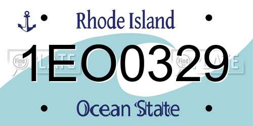 1EO0329 Rhode Island License Plate