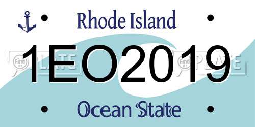 1EO2019 Rhode Island License Plate