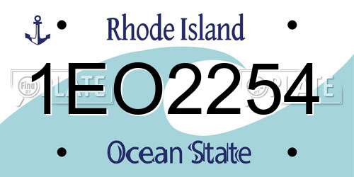 1EO2254 Rhode Island License Plate