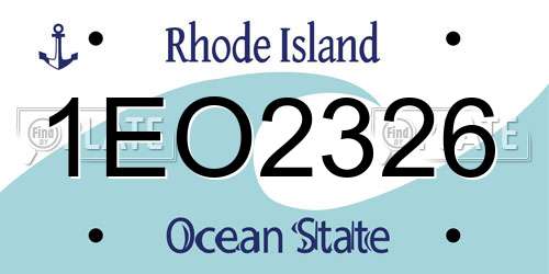 1EO2326 Rhode Island License Plate