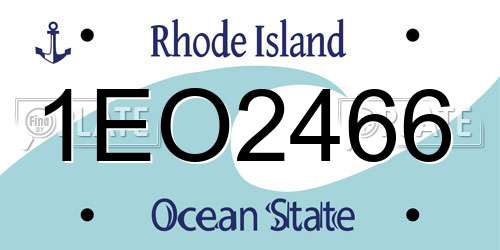 1EO2466 Rhode Island License Plate