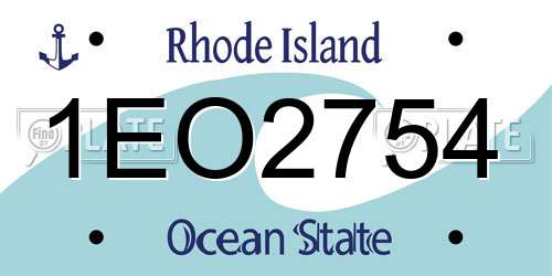 1EO2754 Rhode Island License Plate