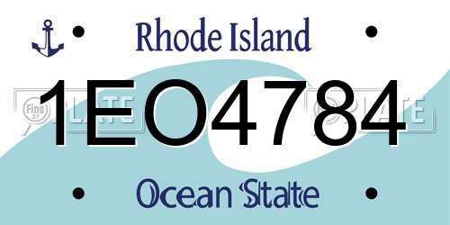 1EO4784 Rhode Island License Plate