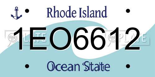 1EO6612 Rhode Island License Plate
