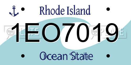 1EO7019 Rhode Island License Plate