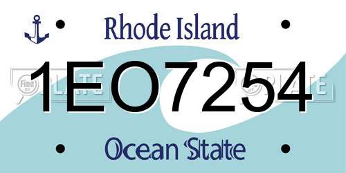 1EO7254 Rhode Island License Plate
