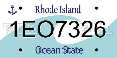1EO7326 Rhode Island License Plate