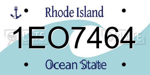 1EO7464 Rhode Island License Plate