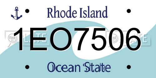 1EO7506 Rhode Island License Plate