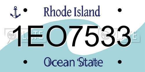 1EO7533 Rhode Island License Plate