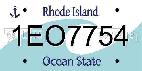1EO7754 Rhode Island License Plate