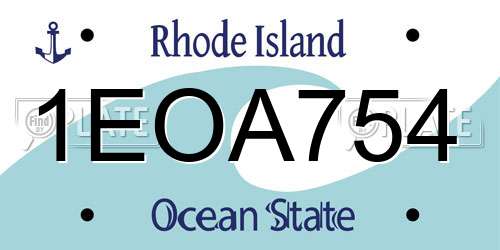 1EOA754 Rhode Island License Plate